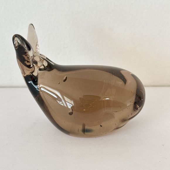 Hand Blown Glass Art Brown Whale 3in Figurine Paper Weight - Picture 3 of 6
